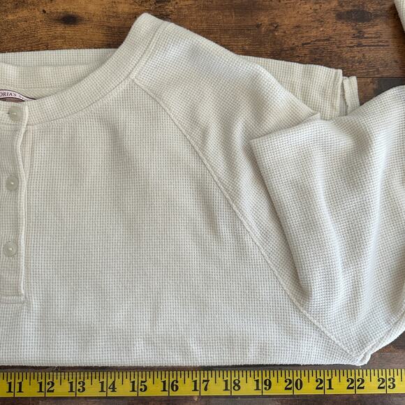 Victoria Secret Thermal Waffle-Knit Pajama Henley Jogger Set MED Beige Cozy - Picture 7 of 12